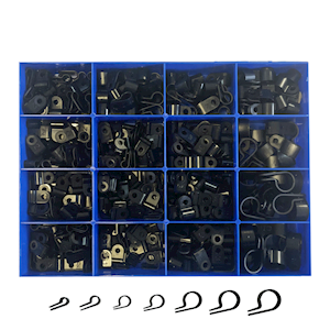 'P' Clips Black Nylon Assorted Box Qty 244 (AB.45)
